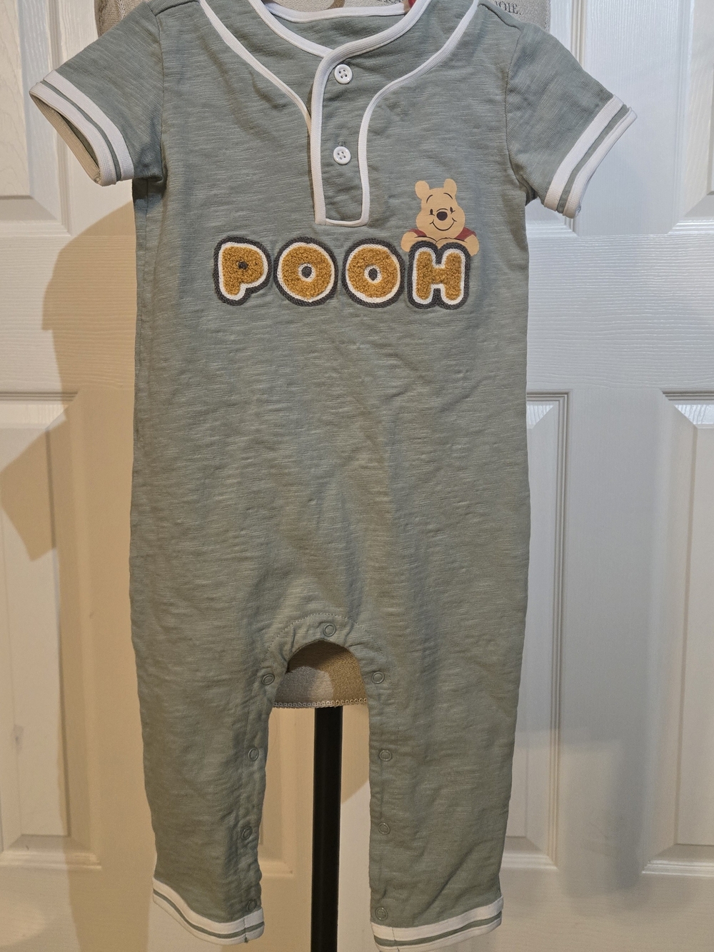 Disney Baby Winnie the Pooh Green Cotton Short Sleeve Snap Romper 18-24M